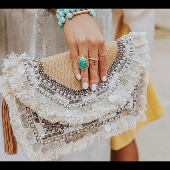 Antik Kraft Handbags - Antik Kraft  banjara bohemian beaded coin purse clutch